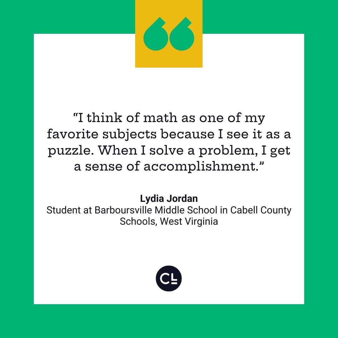 Quote by Lydia Jordan: “I think of math as one of my favorite subjects because I see it as a puzzle. When I solve a problem, I get a sense of accomplishment”