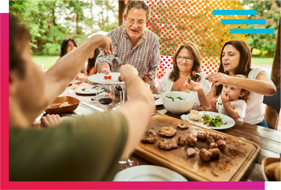 A family enjoys a traditional Argentine asado.