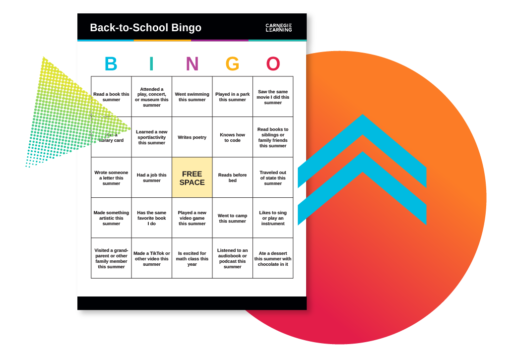 A bingo card teachers can use on the first day of the school year. 