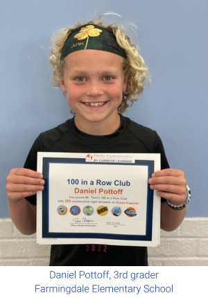 Danel Pottoff joins the 100 in-a-Row Club for his excellent work in Fast ForWord