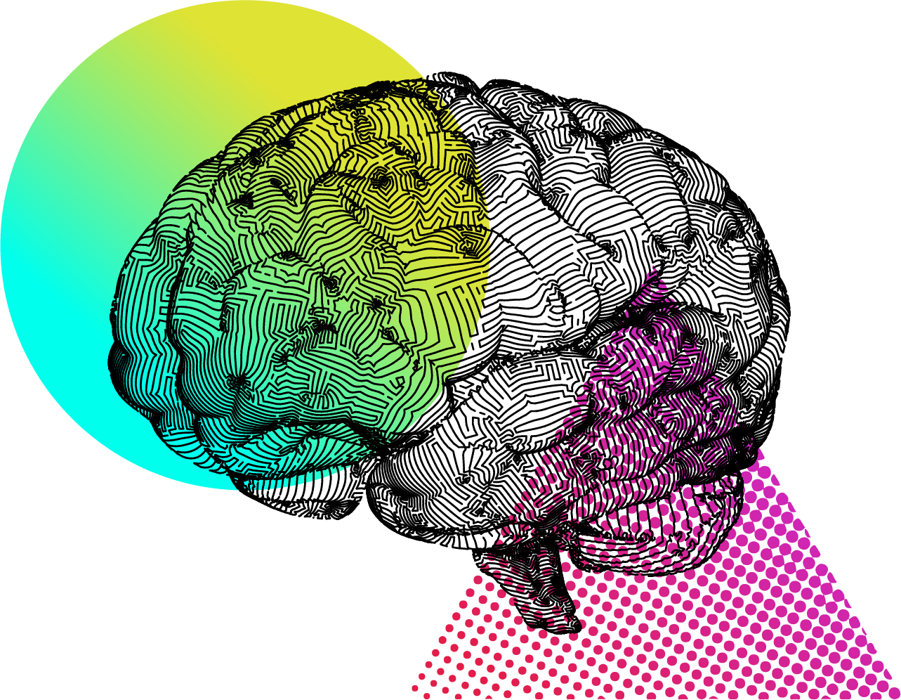 illustration of brain with stylized shapes | 2022 education trends science of learning and online learning | Carnegie Learning