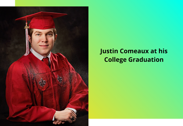 Justin Comeaux's college graduation photograph 