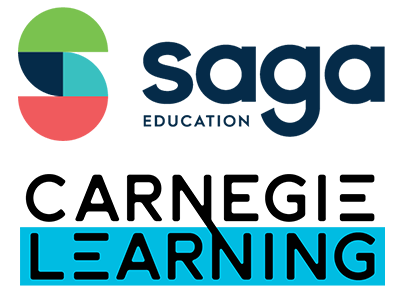 SAGA Education logo and Carnegie Learning logo | high-quality tutoring services that use MATHia adaptive math software